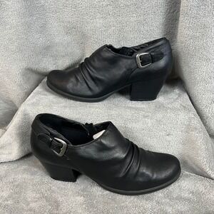 Kim Rogers Mazy Shootie Womens 10 Black Clog Shoes Leather Ankle Boot